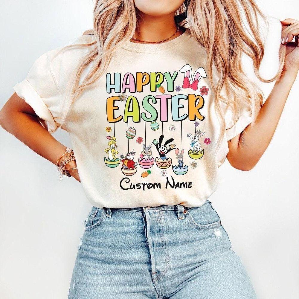 Personalized Disney Happy Easter Day All Characters Rabbit Bunnies Vuitino Shirt